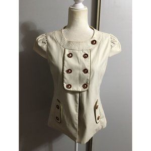 Beaubois Anthropologie Small Beige Lined Casual Business Sailor Jacket